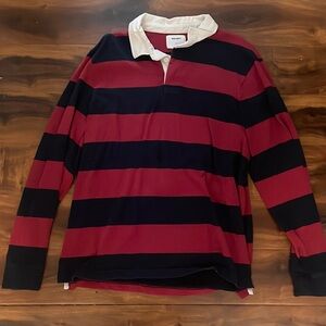 Old Navy Women’s Red and Blue Rugby Stripe Polo Size XL